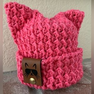 Baby beanie with kitty ears.